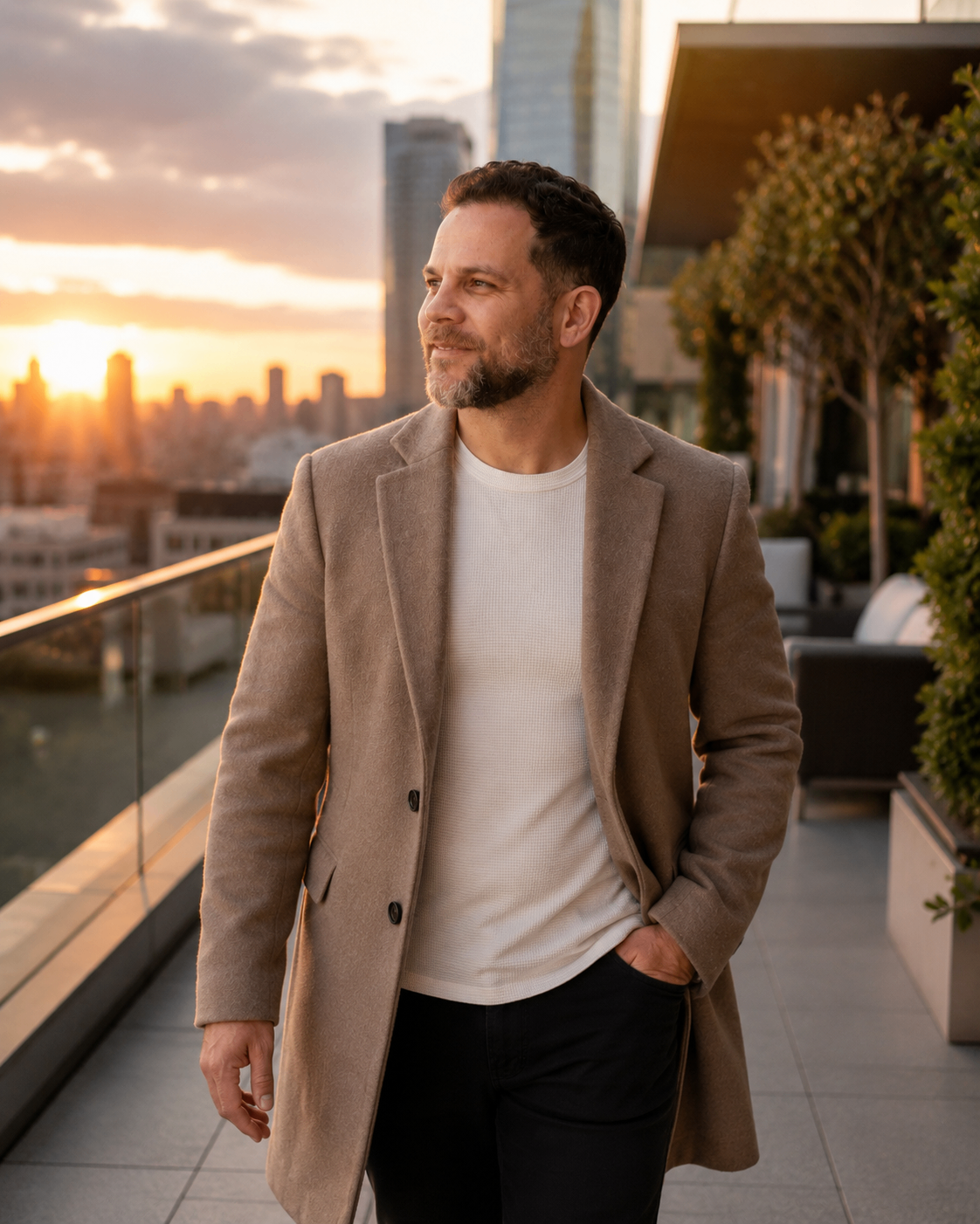 Tiago Marins em rooftop corporativo